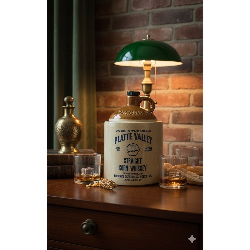 Vintage‎ Platte Valley Straight Corn Whiskey Stoneware Jug McCormick Distilling